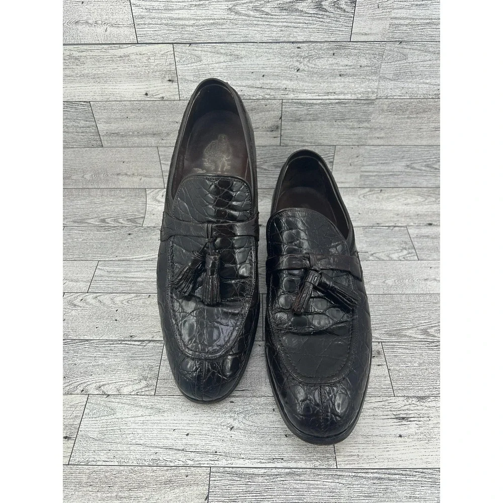 Vintage Nettleton Shoes‎ Mens Size 9 B Alligator Tassel Loafers Made USA 80s